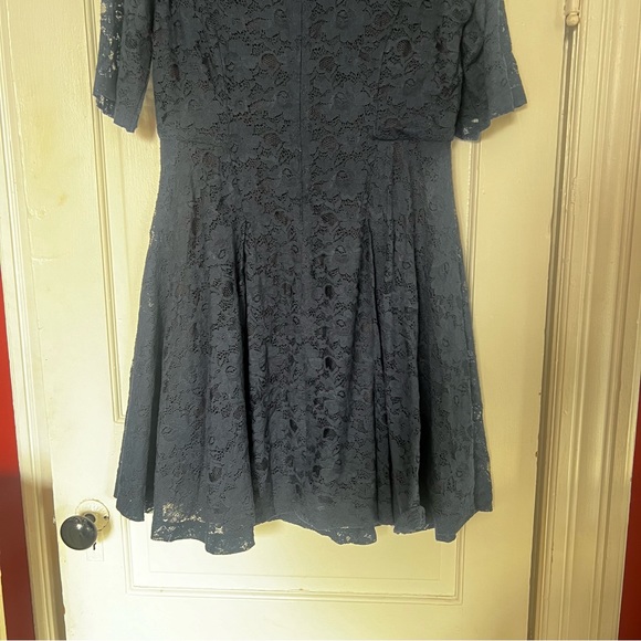 BETSEY JOHNSON Vintage Navy Blue Lace Dress Size 14 - Picture 4 of 10